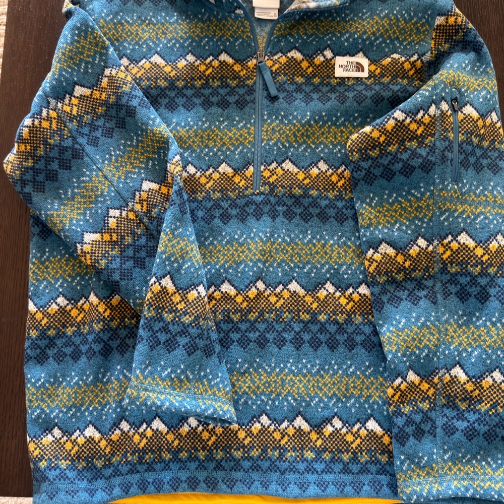 The North Face Blue and Yellow Geometric Fleece